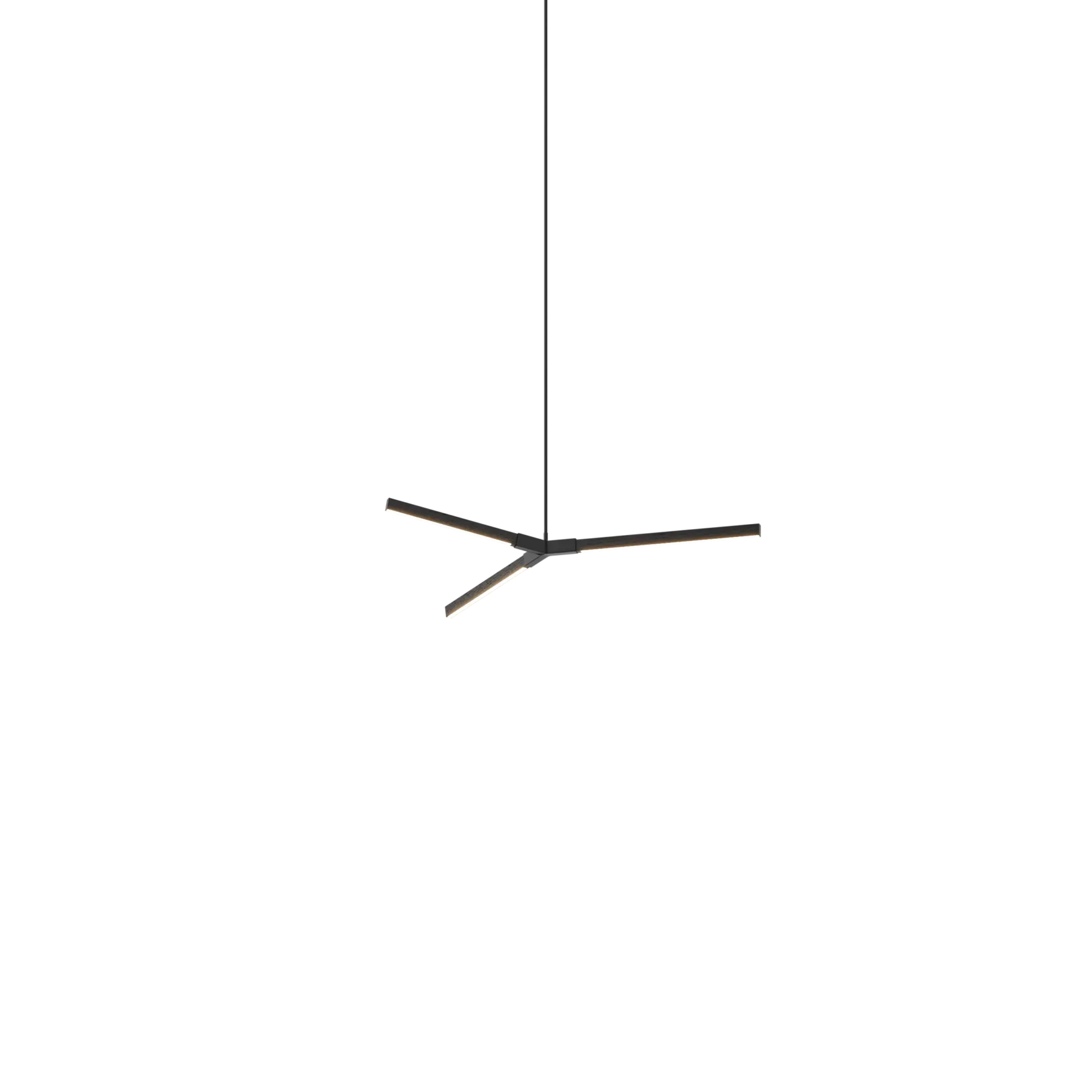 Image of a Stickbulb Bough lighting fixture. The modern fixture consists of sleek wooden beams with multiple integrated LED bulbs.