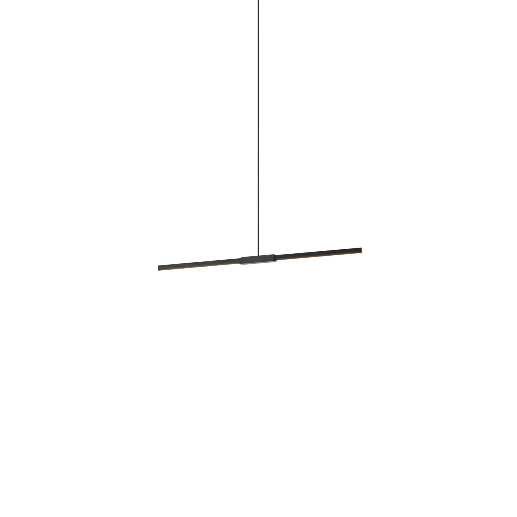 Image of a Stickbulb Linear Pendant lighting fixture. The modern fixture consists of sleek wooden beams with multiple integrated LED bulbs.