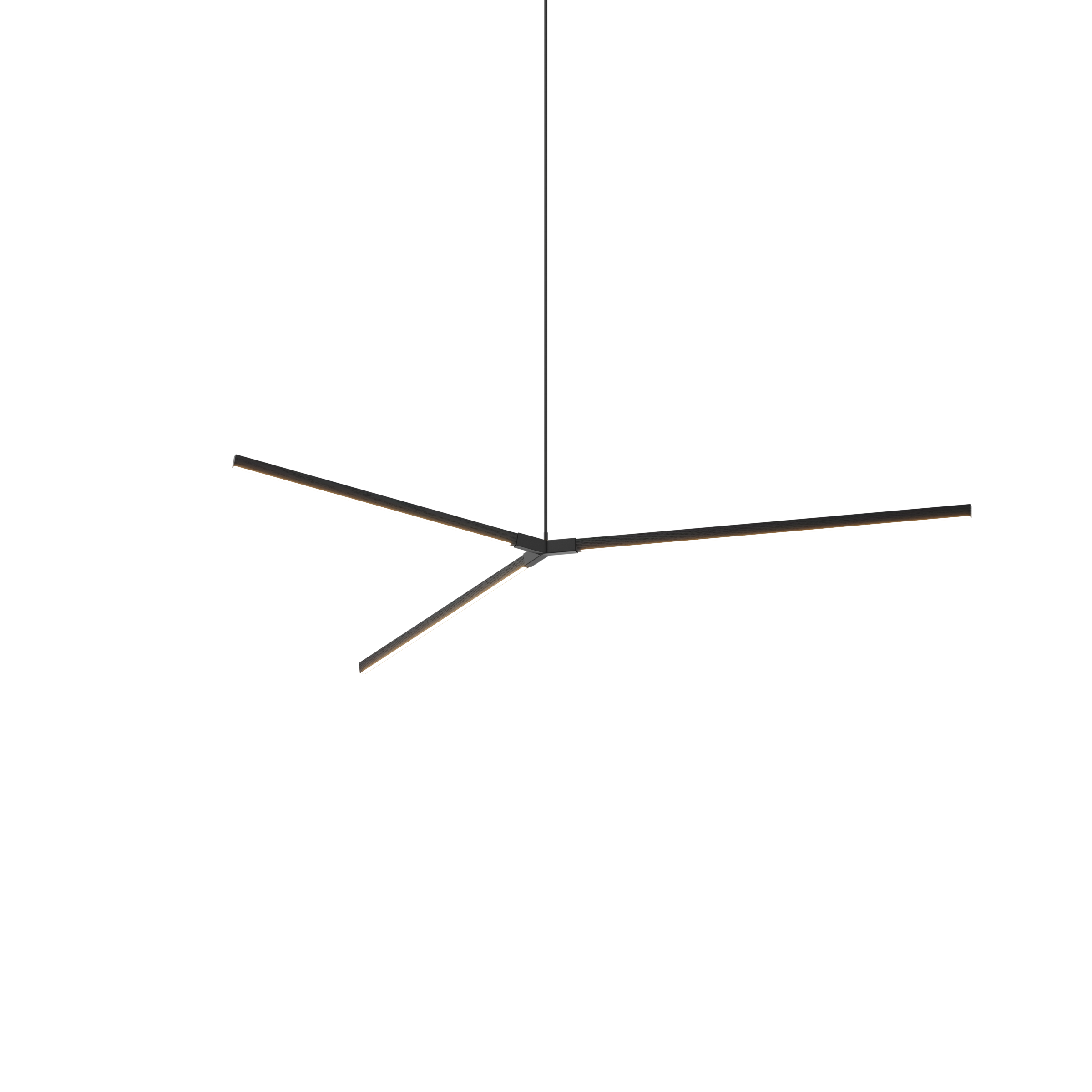 Image of a Stickbulb Bough lighting fixture. The modern fixture consists of sleek wooden beams with multiple integrated LED bulbs.